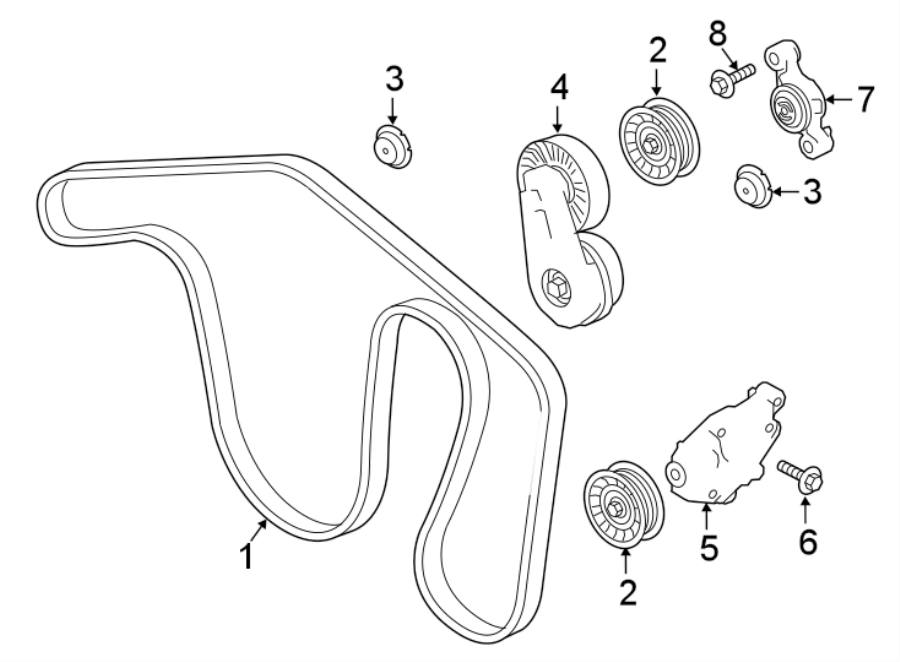 Diagram BELTS & PULLEYS. for your 2021 Land Rover Range Rover Sport 2.0L Ingenium PLUG-IN HYBRID EV-GAS (PHEV) A/T AWD Autobiography Sport Utility 