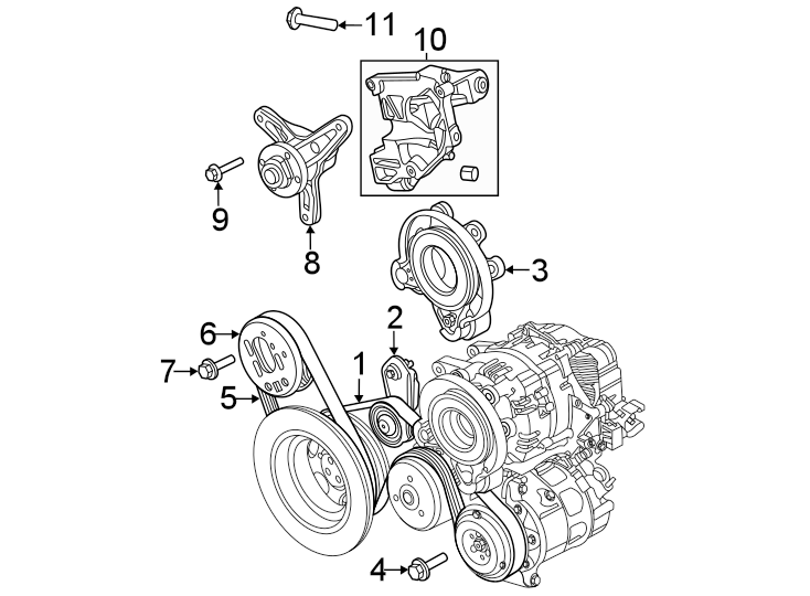 Diagram Belts & pulleys. for your 2020 Land Rover Discovery   