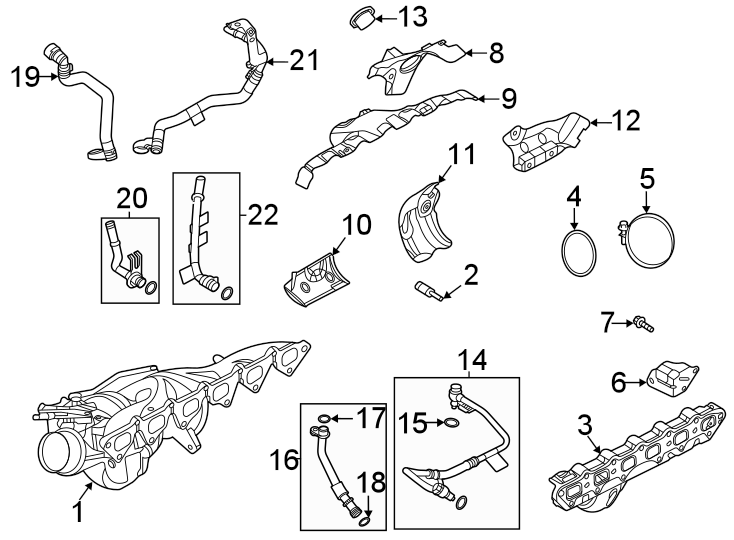 Diagram Turbocharger & components. for your Land Rover