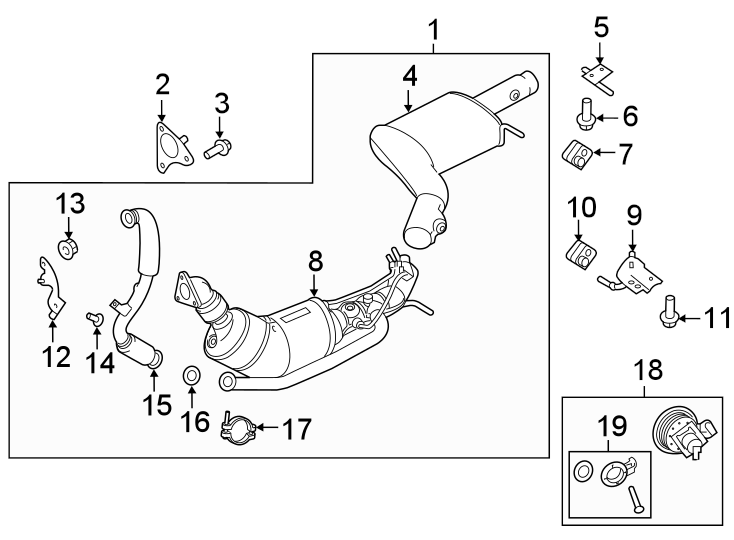 Diagram Exhaust system. Exhaust components. for your 2023 Land Rover Range Rover Velar   