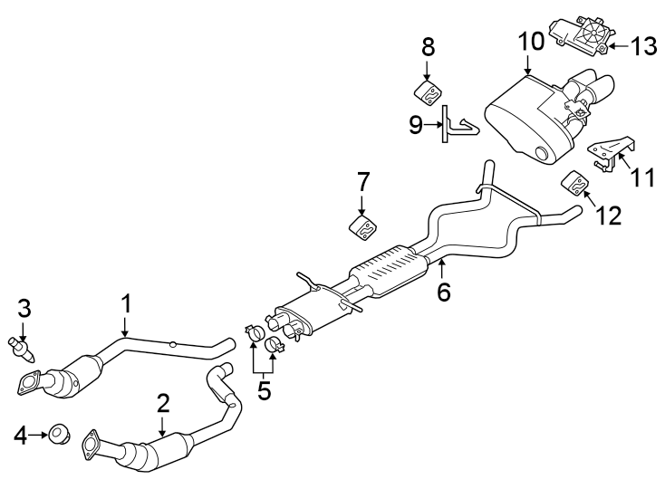 Diagram Exhaust system. Exhaust components. for your 2024 Land Rover Range Rover Velar   