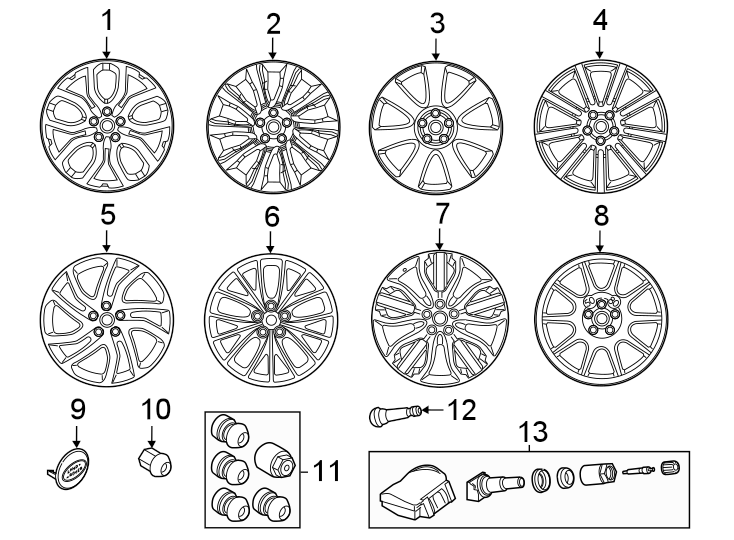 Diagram Wheels. for your 2013 Land Rover