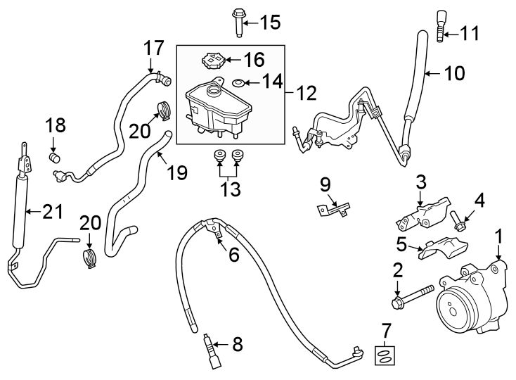 Diagram Front suspension. Pump & hoses. for your 1996 Land Rover
