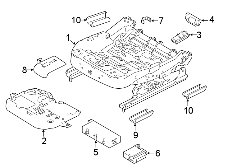 Diagram Seats & tracks. Tracks & components. for your 2018 Land Rover Range Rover Velar 3.0L V6 A/T S Sport Utility 