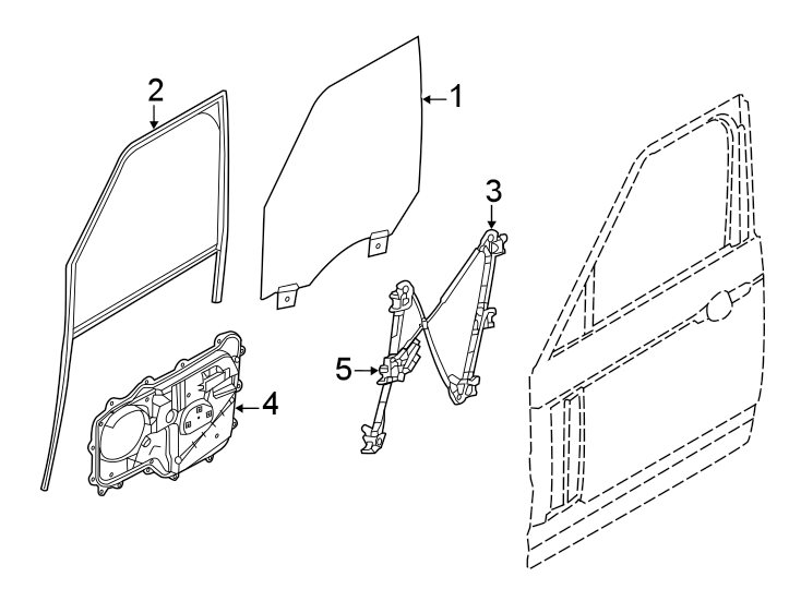 Diagram Front door. Glass & hardware. for your 1995 Land Rover