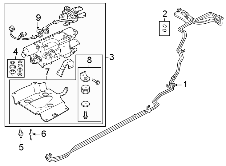 Diagram Rear suspension. Hoses. for your 2024 Land Rover Range Rover Velar   