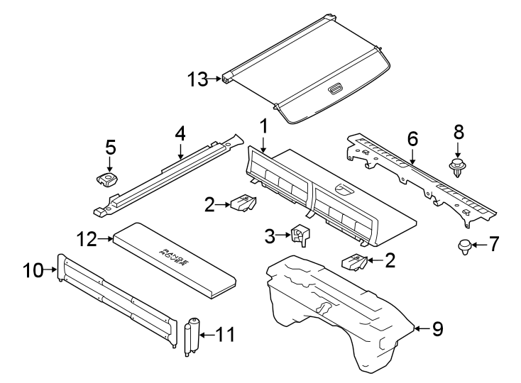 Diagram Rear body & floor. Interior trim. for your 2023 Land Rover Defender 90 5.0L V8 A/T V8 Carpathian Edition Sport Utility 