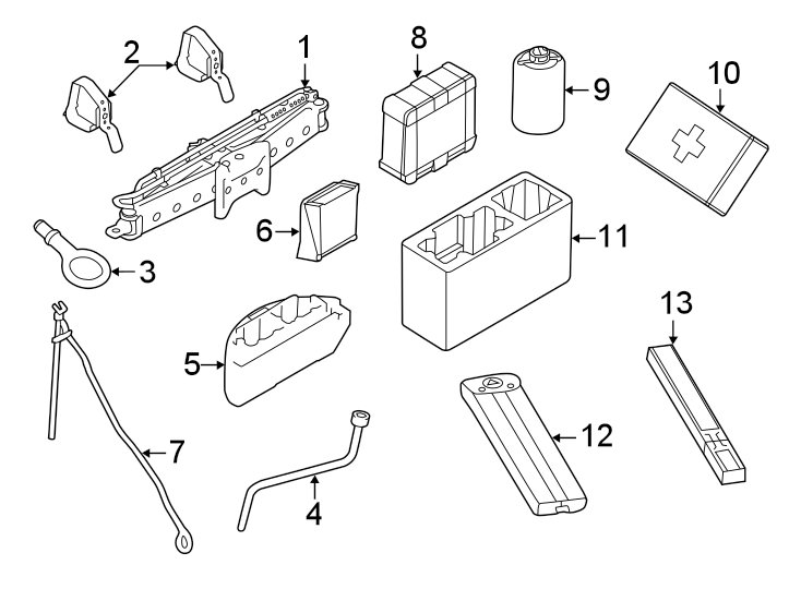Diagram Rear body & floor. Jack & components. for your Land Rover