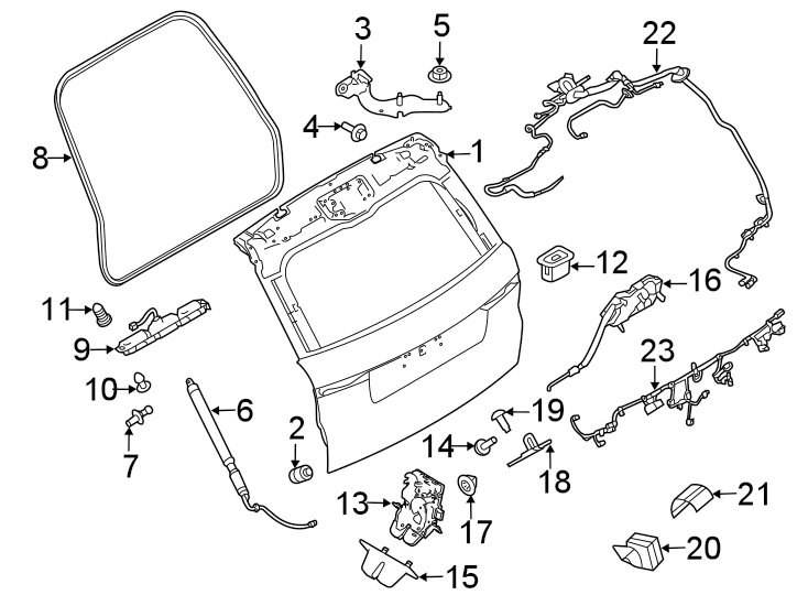 Diagram Lift gate. Gate & hardware. for your 2005 Land Rover LR3   