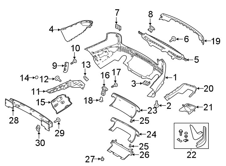 Diagram Rear bumper. Bumper & components. for your 2019 Land Rover Range Rover  Base Sport Utility 