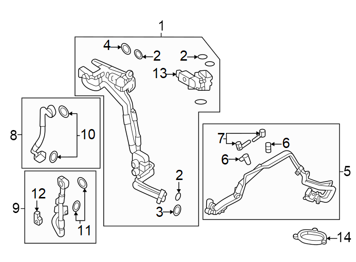 Diagram Air conditioner & heater. Rear ac lines. for your 2023 Land Rover Range Rover Sport   