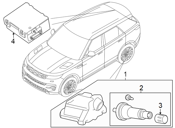 Diagram Tire pressure monitor components. for your 1990 Land Rover Range Rover   