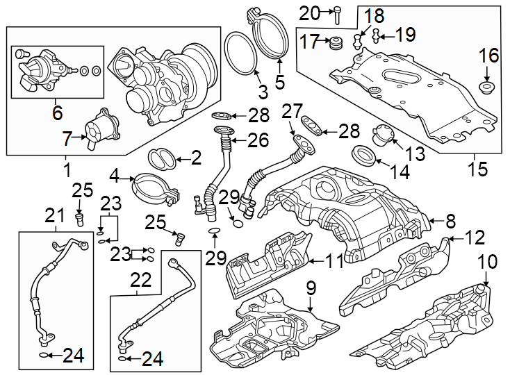 Diagram Turbocharger & components. for your 2021 Land Rover Range Rover Velar   