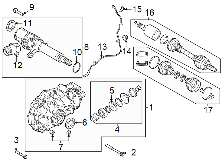 Diagram Front suspension. Carrier & front axles. for your 2019 Land Rover Range Rover Evoque  SE Premium Sport Utility 