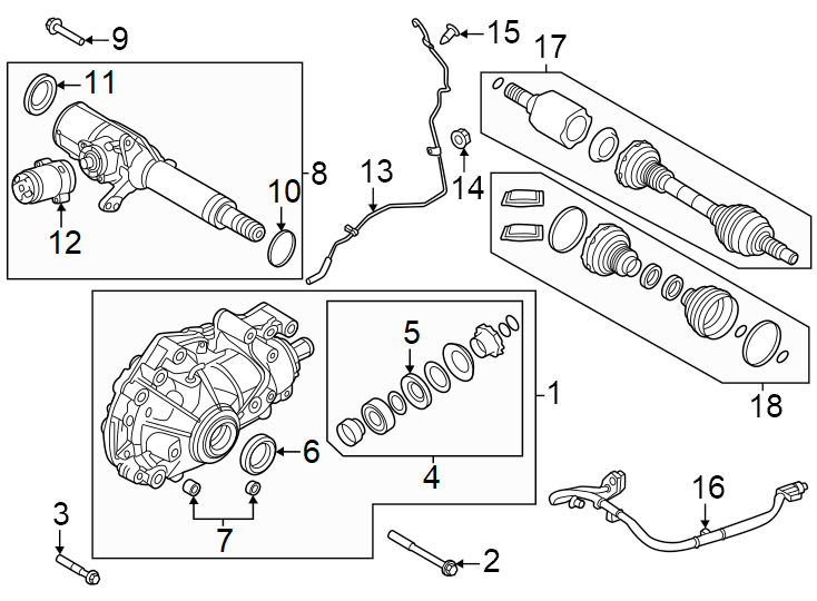 Diagram Front suspension. Carrier & front axles. for your 2019 Land Rover Range Rover Evoque  SE Premium Sport Utility 