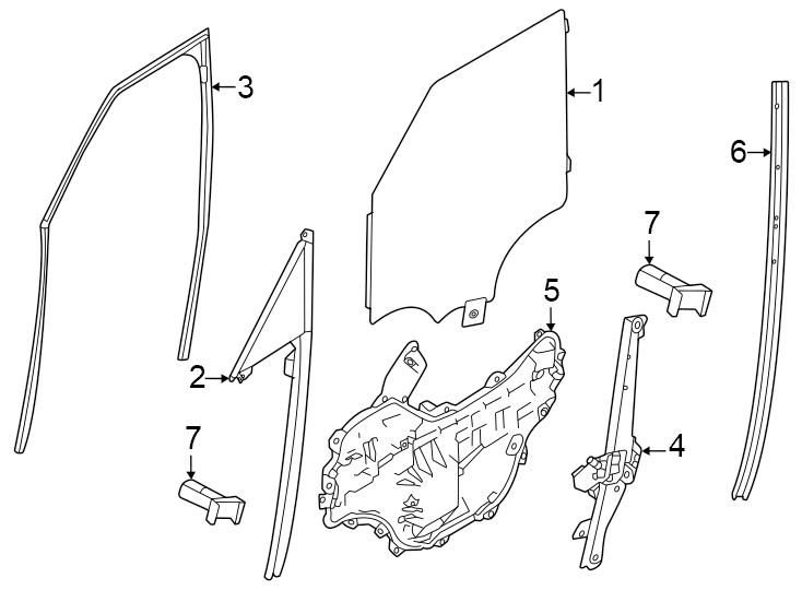 Diagram Front door. Glass & hardware. for your 2022 Land Rover Defender 110   