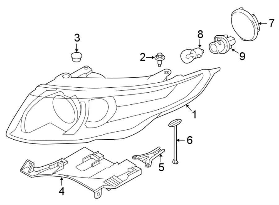 Diagram FRONT LAMPS. HEADLAMP COMPONENTS. for your 2018 Land Rover Range Rover Evoque 2.0L Ingenium A/T HSE Dynamic Convertible 