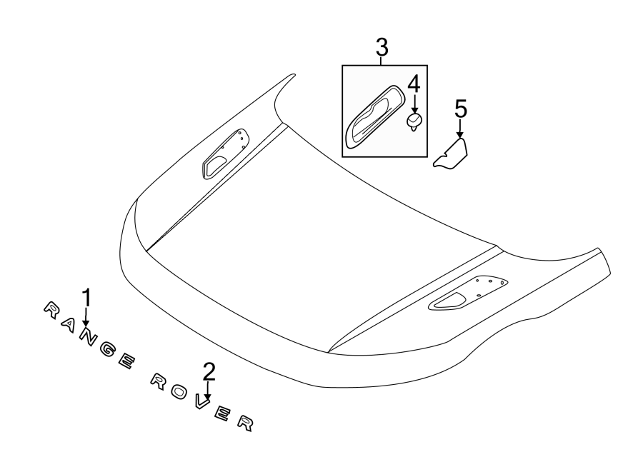 Diagram Hood. Exterior trim. for your 2004 Land Rover Discovery   