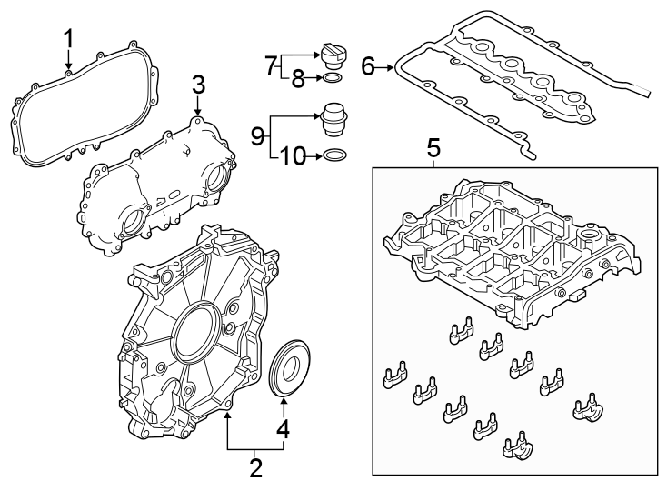 Diagram ENGINE / TRANSAXLE. VALVE & TIMING COVERS. for your 2021 Land Rover Range Rover Sport  SVR Sport Utility 