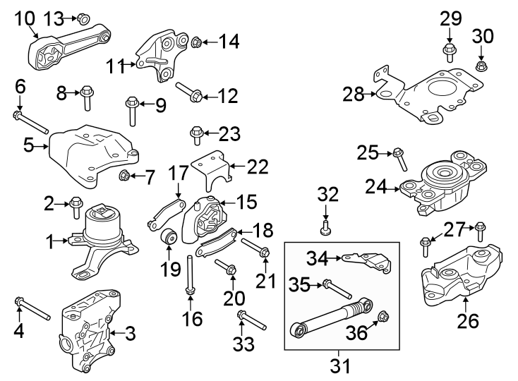 Diagram ENGINE / TRANSAXLE. ENGINE & TRANS MOUNTING. for your 2016 Land Rover Range Rover   