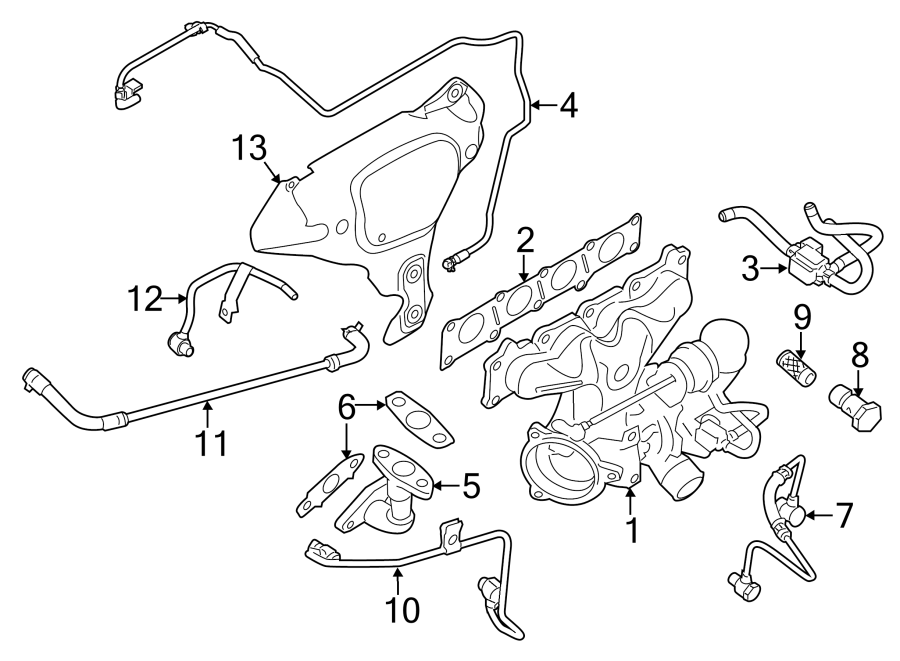 Diagram ENGINE / TRANSAXLE. TURBOCHARGER & COMPONENTS. for your 2018 Land Rover Range Rover Velar   