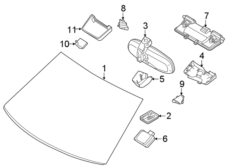 Diagram WINDSHIELD GLASS. for your Land Rover LR2  