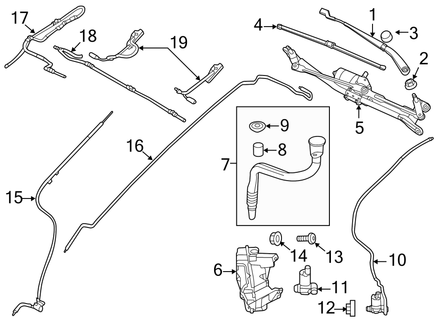 Diagram WINDSHIELD. WIPER & WASHER COMPONENTS. for your 2020 Land Rover Range Rover 3.0L Td6 V6 DIESEL A/T AWD HSE Sport Utility 