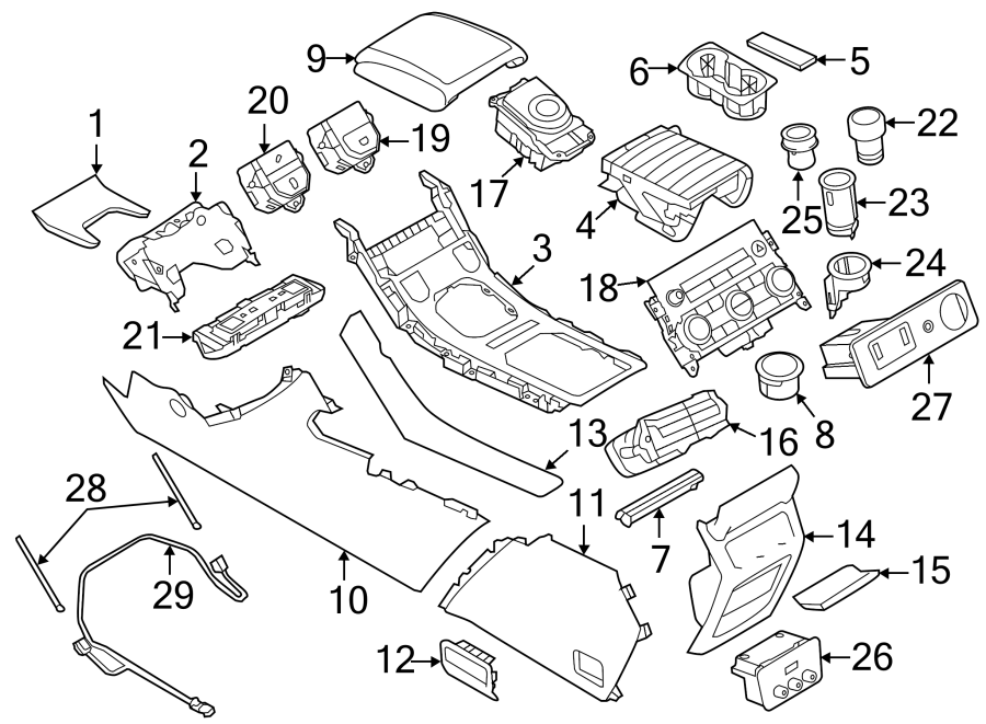 Diagram CENTER CONSOLE. for your 2020 Land Rover Range Rover Sport  Autobiography Dynamic Sport Utility 