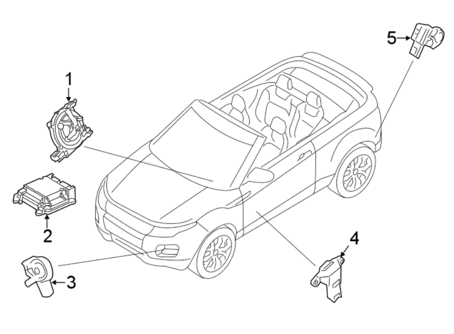 Diagram RESTRAINT SYSTEMS. AIR BAG COMPONENTS. for your 2015 Land Rover Range Rover Evoque   