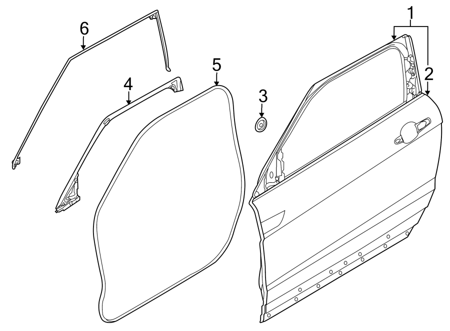 Diagram FRONT DOOR. DOOR & COMPONENTS. for your 2012 Land Rover Range Rover Evoque   