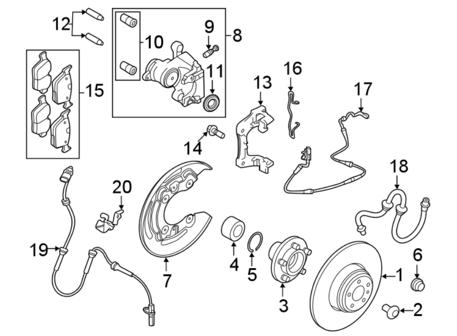 Diagram REAR SUSPENSION. BRAKE COMPONENTS. for your Land Rover