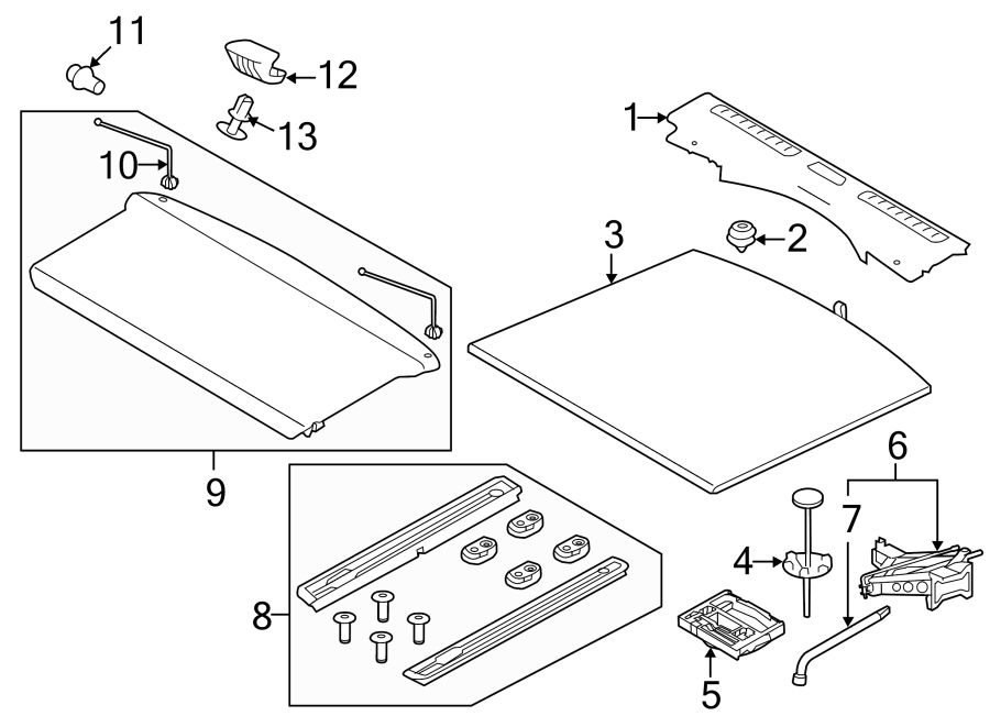 Diagram REAR BODY & FLOOR. INTERIOR TRIM. for your 2023 Land Rover Defender 90 5.0L V8 A/T V8 Carpathian Edition Sport Utility 