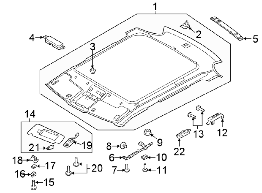 Diagram ROOF. INTERIOR TRIM. for your Land Rover