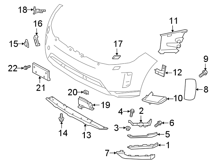 Diagram FRONT BUMPER. BUMPER & COMPONENTS. for your 2022 Land Rover Range Rover Sport   