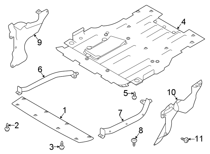 Diagram RADIATOR SUPPORT. SPLASH SHIELDS. for your 2018 Land Rover Range Rover Evoque 2.0L Ingenium A/T SE Dynamic Convertible 