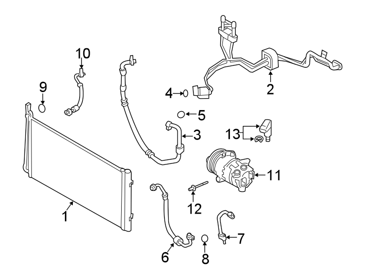 Diagram AIR CONDITIONER & HEATER. COMPRESSOR & LINES. CONDENSER. for your Land Rover