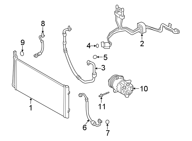 Diagram Air conditioner & heater. Compressor & lines. Condenser. for your 2022 Land Rover Range Rover Evoque  R-Dynamic S Sport Utility 