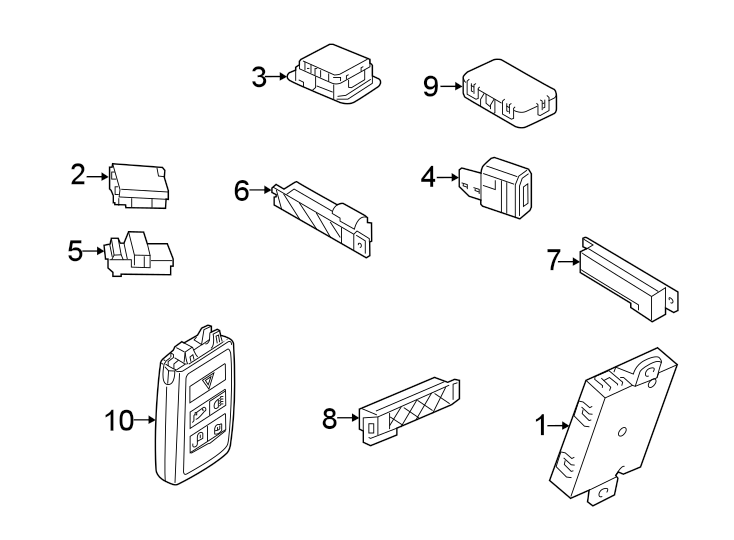 Diagram KEYLESS ENTRY COMPONENTS. for your Land Rover Range Rover Evoque  