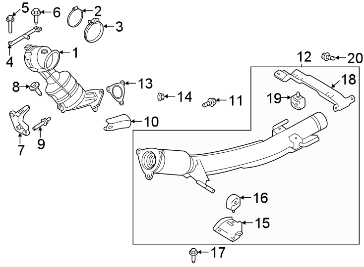 Diagram EXHAUST SYSTEM. EXHAUST COMPONENTS. for your 2022 Land Rover Range Rover Evoque  R-Dynamic S Sport Utility 