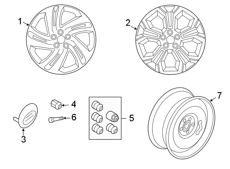 Diagram WHEELS. for your 2020 Land Rover Range Rover Evoque  SE Sport Utility 