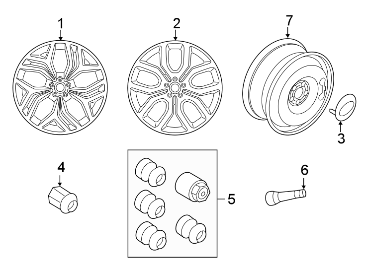 Diagram WHEELS. for your 2020 Land Rover Range Rover Evoque  R-Dynamic HSE Sport Utility 