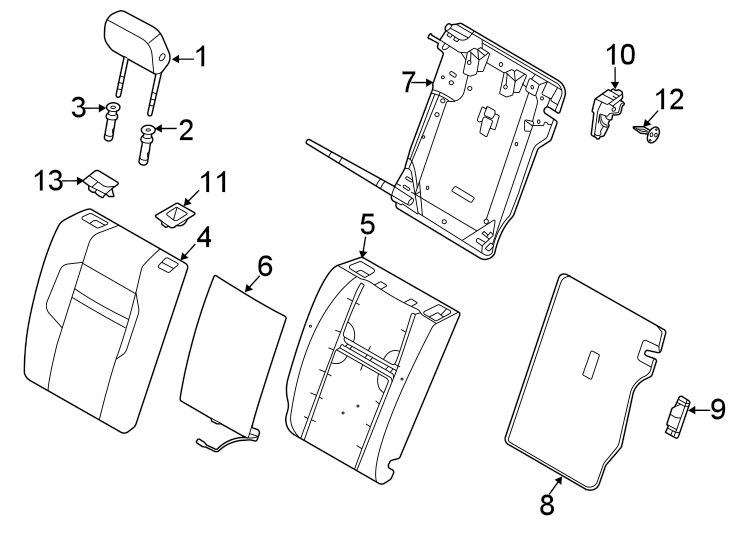 Diagram SEATS & TRACKS. REAR SEAT COMPONENTS. for your Land Rover Range Rover Evoque  