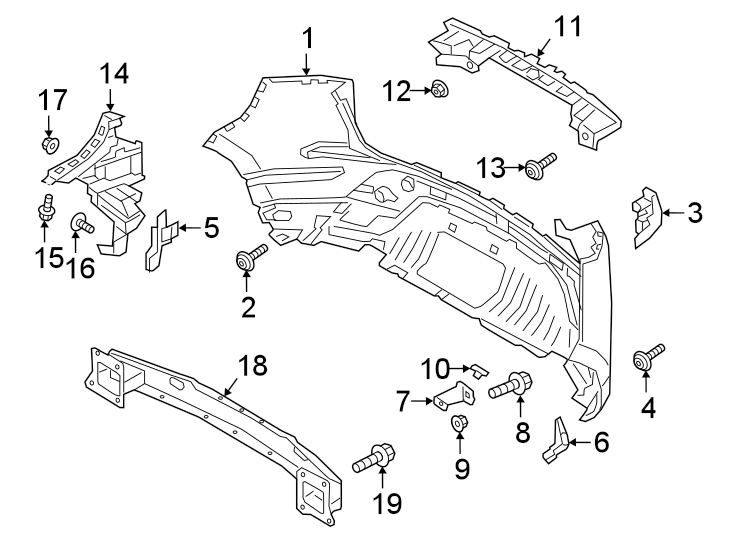 Diagram REAR BUMPER. BUMPER & COMPONENTS. for your 2019 Land Rover Range Rover   