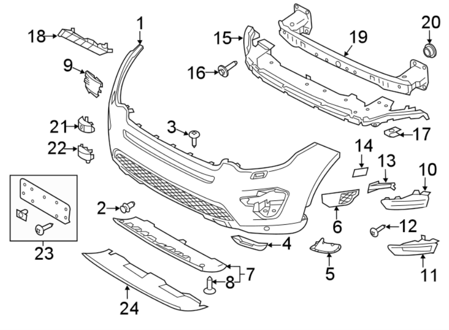 Diagram FRONT BUMPER. BUMPER & COMPONENTS. for your 2015 Land Rover Discovery Sport   