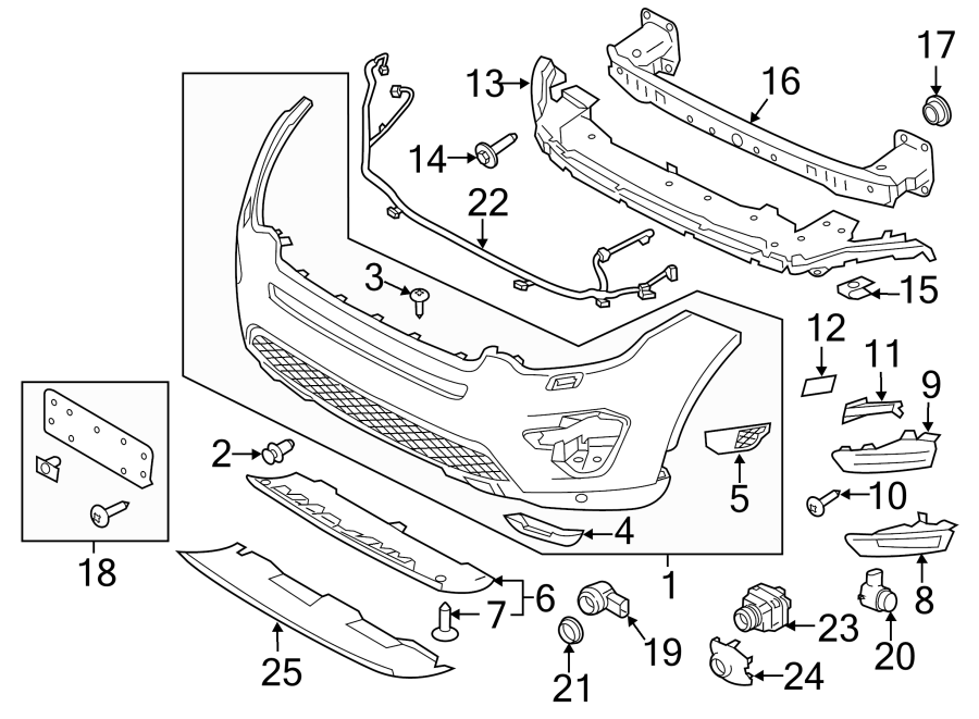 Diagram FRONT BUMPER. BUMPER & COMPONENTS. for your 2015 Land Rover Discovery Sport   