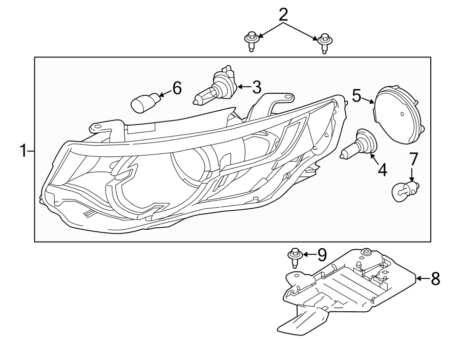 Diagram FRONT LAMPS. HEADLAMP COMPONENTS. for your 2015 Land Rover Discovery Sport  HSE Sport Utility 