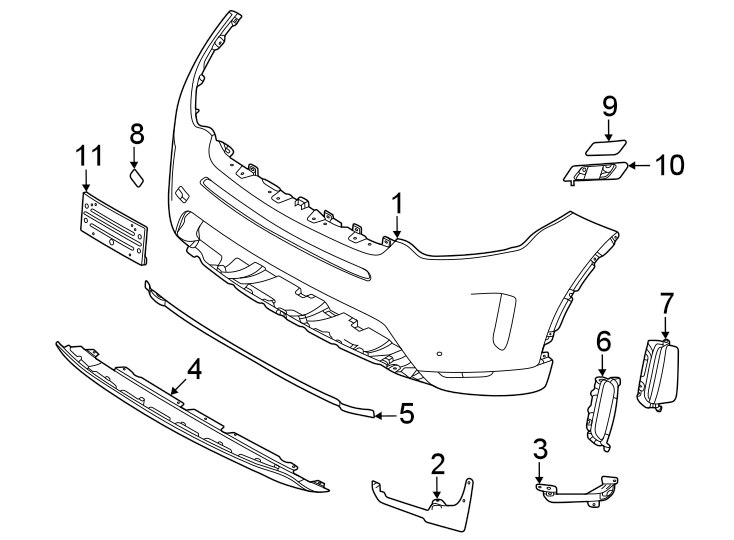 Diagram Front bumper. Bumper & components. for your 2021 Land Rover Defender 110   