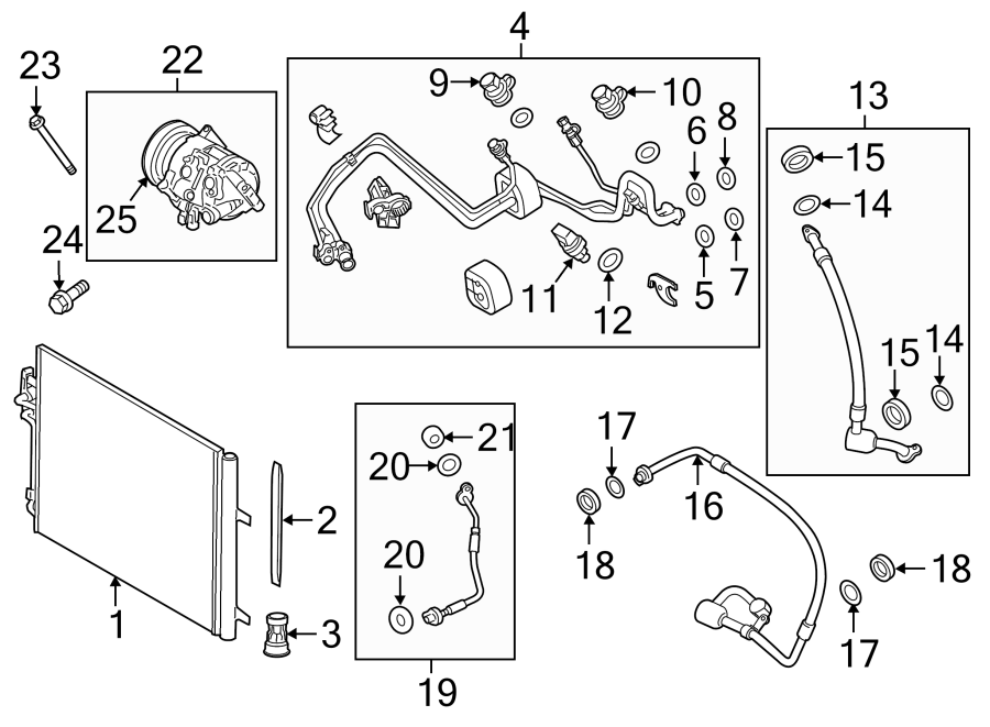 Diagram AIR CONDITIONER & HEATER. COMPRESSOR & LINES. CONDENSER. for your 2014 Land Rover Range Rover Sport  Autobiography Sport Utility 