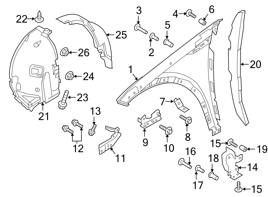 Diagram FENDER & COMPONENTS. for your 2013 Land Rover