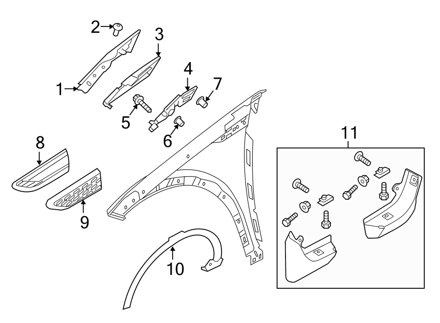 Diagram FENDER. EXTERIOR TRIM. for your 2018 Land Rover Discovery Sport   